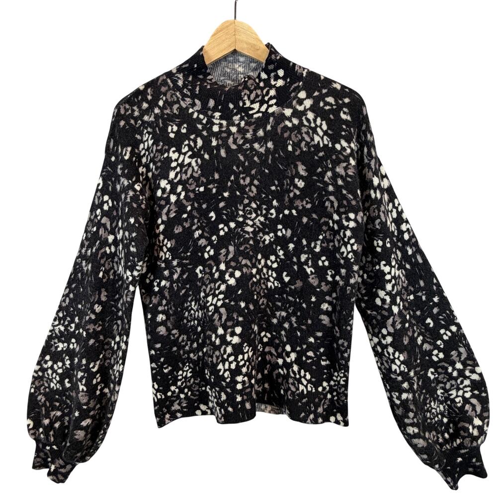 100% Cashmere C by Bloomingdale's Abstract Print Bishop Sleeve Sweater Size M
